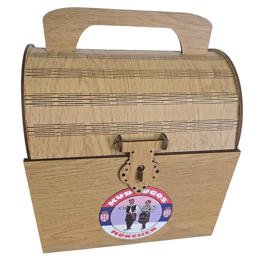 Drveni "Koferče" Set – Flaša i 6 Čašica - slika 3